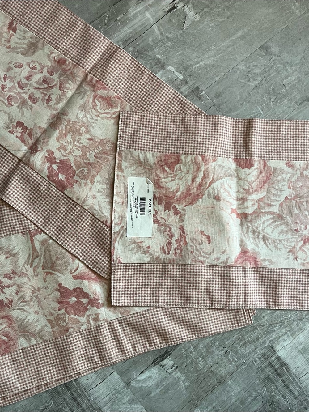 Waverly Dusty Rose Floral Placemats w Gingham Trim includes 5